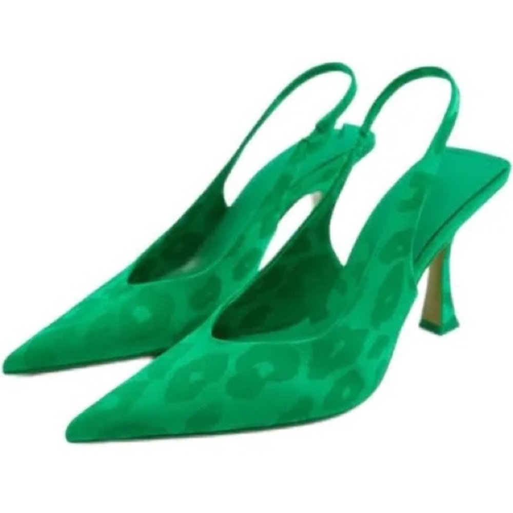 NWT Zara green animal print slingback